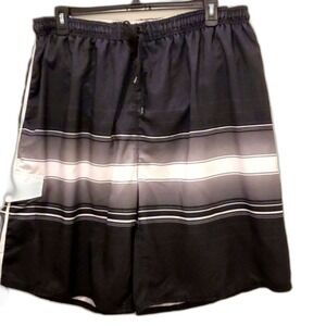 Burnside Striped Swim Trunks Drawstring Waist Quick Dry Swimsuit Shorts